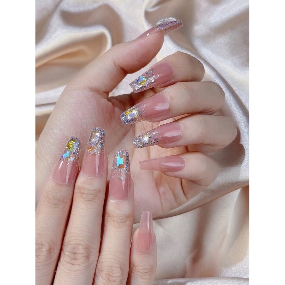 Rhinestone Decor Press On Nails